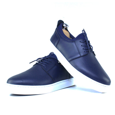 Basket semi montante en Cuir Bleu