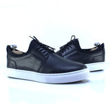 Basket semi montante en Cuir Noir