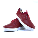 Basket semi montante en Cuir Rouge